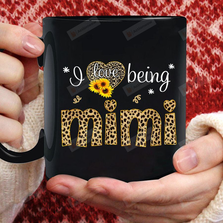 I Love Being Mimi Sunflower Leopard Mug Gifts For Her, Mother's Day ,Birthday, Anniversary Ceramic Coffee Mug 11-15 Oz
