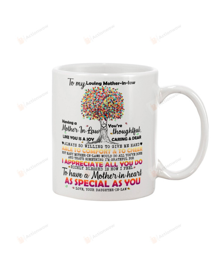 Personalized To My Loving Mother-in-law Mug Tree Best Gifts For Mother-in-law From Daughter-in-law Mug Christmas Birthday Thanksgiving Mother's day Woman's Day Ceramic Mug 11oz 15oz