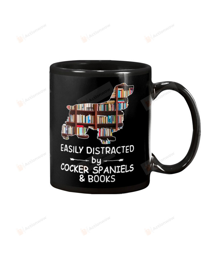 Easily Distracted By Cocker Spaniels And Books Mug Gifts For Animal Lovers, Birthday, Anniversary Ceramic Coffee 11-15 Oz
