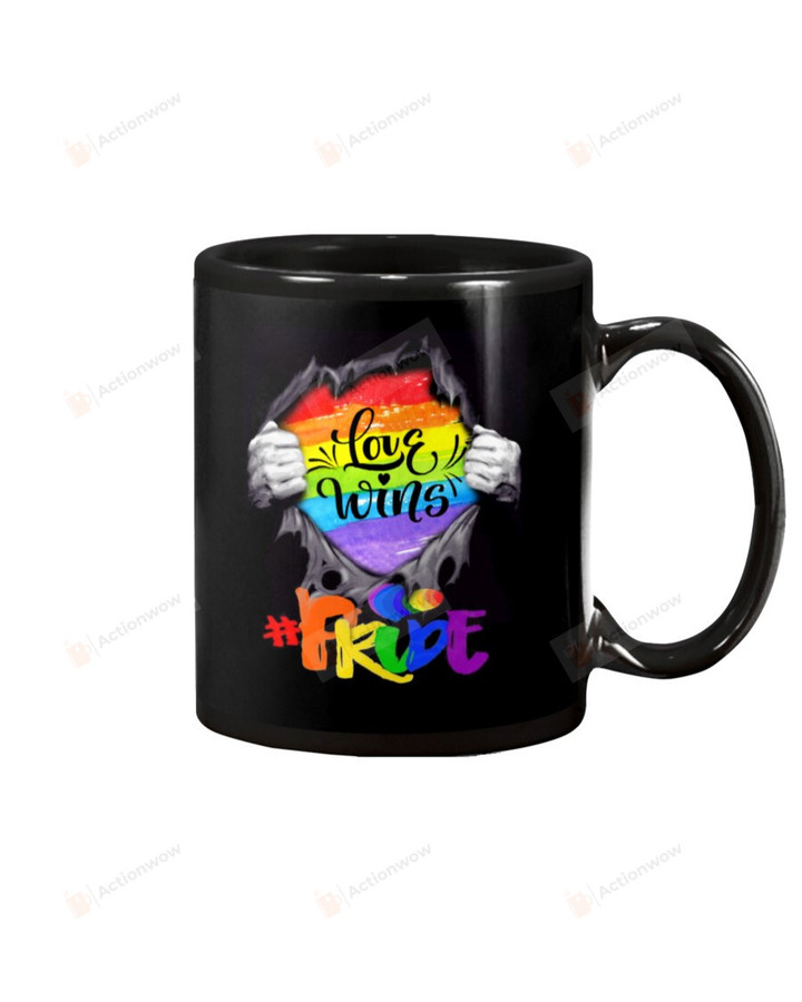 LGBT Pride Black Mugs Love Wins LGBT Gay Rainbow Ceramic Mug Best Gifts For LGBT Pride Month Gay Pride 11 Oz 15 Oz Coffee Mug