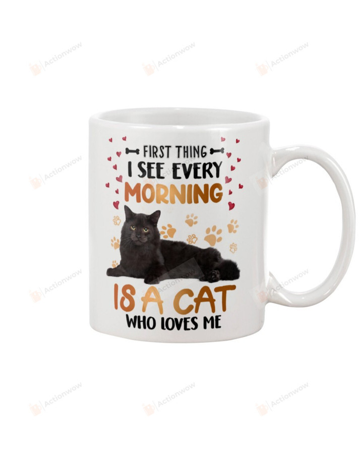 Cat First Thing I See Every Morning Is A Beagle Who Loves Me Mug Gifts For Animal Lovers, Birthday, Anniversary Ceramic Changing Color Mug 11-15 Oz