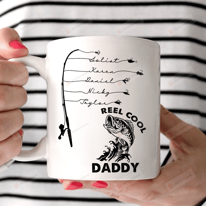 Personalized Reel Cool Daddy, Fishing Dad White Mugs Ceramic Mug 11 Oz 15 Oz Coffee Mug