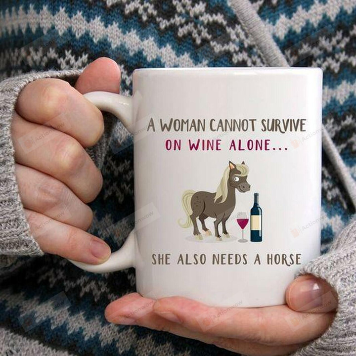 Woman, Wine And Horses Mugs Gifts For Horse Lovers Ceramic Mug Great Customized Gifts For Birthday Christmas Thanksgiving Mother's Day Housewarming, Valentine, Anniversary 11 Oz 15 Oz Coffee Mug