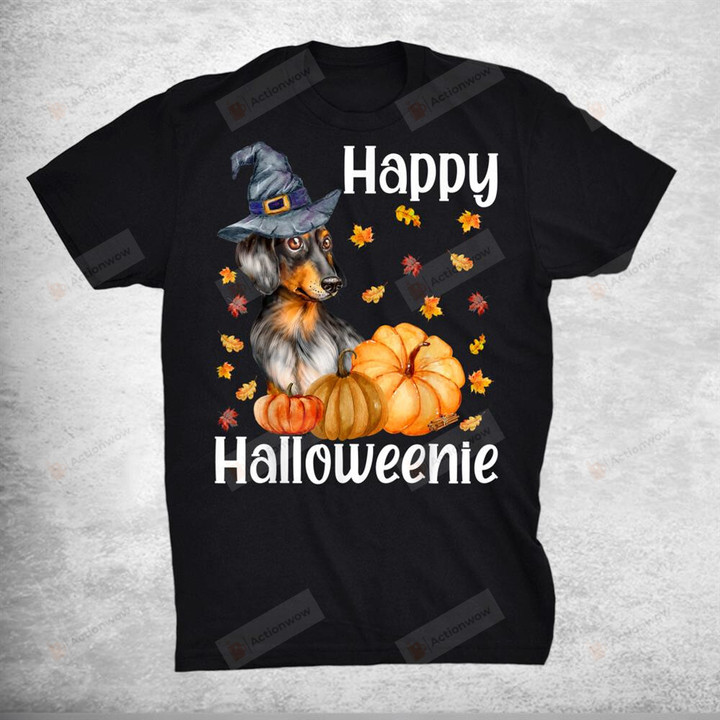 Happy Halloweenie Cute Halloween Dachshund Witch Wiener T-Shirt