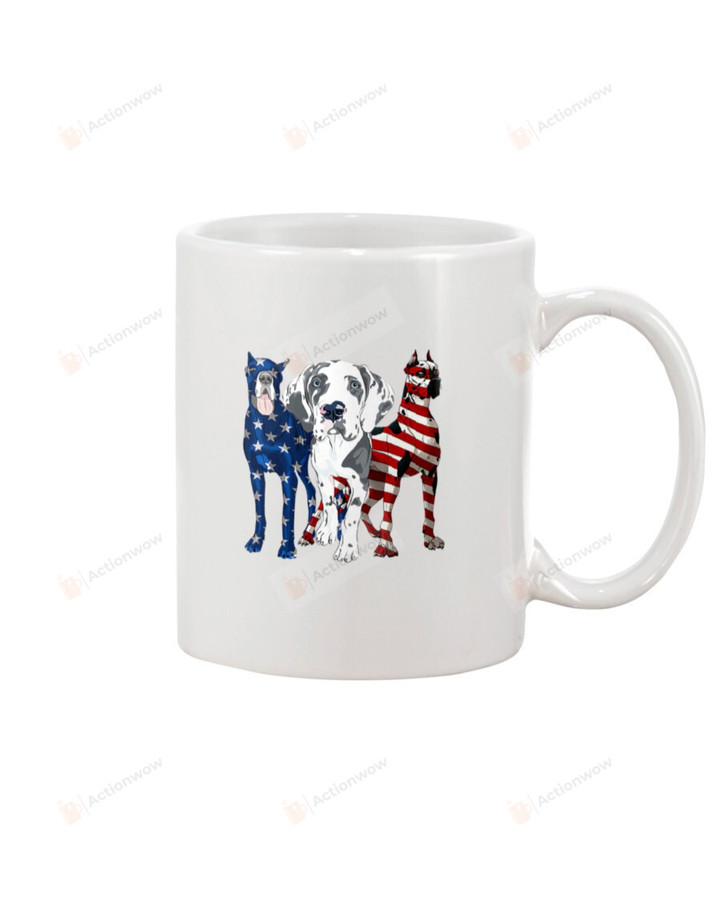Great Dane Happy Independence Day Mug Gifts For Birthday, Thanksgiving Anniversary Ceramic Coffee 11-15 Oz