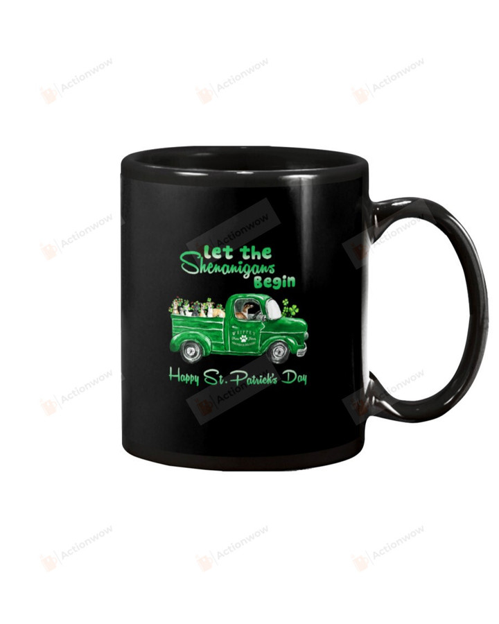 Whippet Puppies Drive Green Truck Mug Happy Patrick's Day , Gifts For Birthday, Thanksgiving Anniversary Ceramic Coffee 11-15 Oz