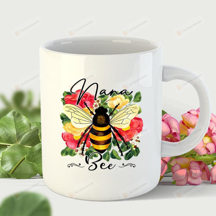 Nana Flower Bee Mug Gifts For Her, Nana Lovers,  Mother's Day ,Birthday, Anniversary Ceramic Coffee  Mug 11-15 Oz