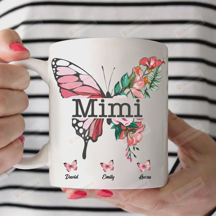 Personalized Mimi - Butterfly Flower Wing, Mugs Ceramic Mug 11 Oz 15 Oz Coffee Mug