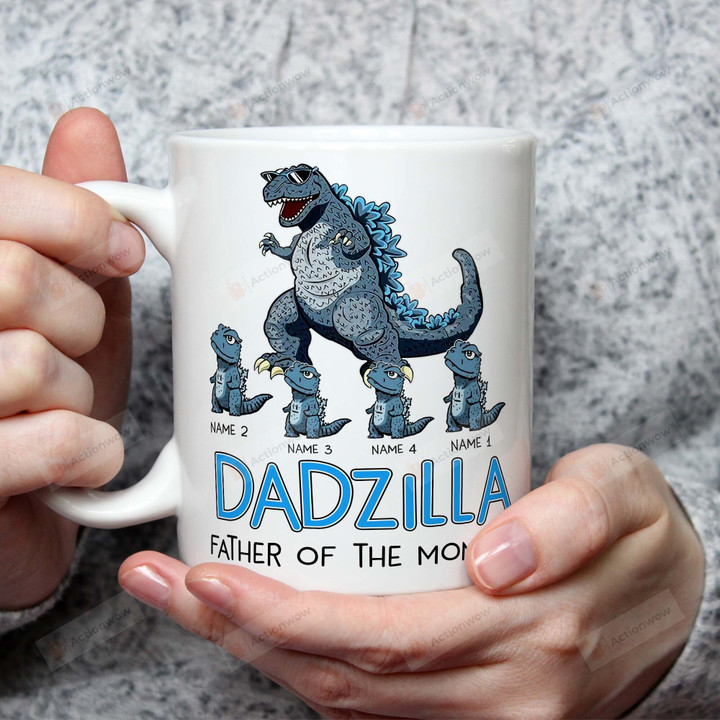 Personalized Dadzilla Father Of Monsters Mug Best Gifts From Son And Daughter To Dad On Father's Day 11 Oz - 15 Oz Mug