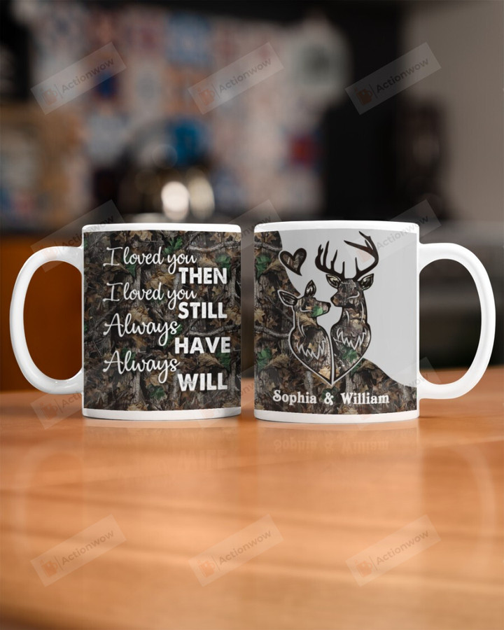 Personalized Deer Couple I Love You Then Mug For Couple Lover , Husband, Boyfriend, Birthday, Anniversary Customized Ceramic Coffee 11-15 Oz