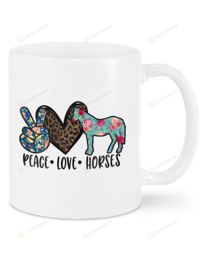 Peace Love Horses Leopard Mug Gifts For Animal Lovers, Birthday, Anniversary Ceramic Changing Color Mug 11-15 Oz