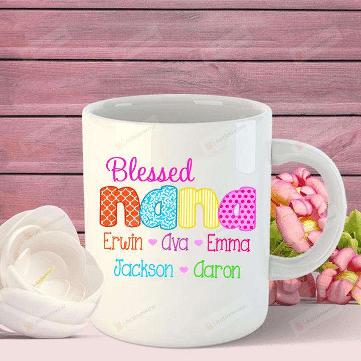 Personalized Blessed Nana Mug Mug Gifts For Mom, Her, Mother's Day ,Birthday, Anniversary Customized Name Ceramic Changing Color Mug 11-15 Oz