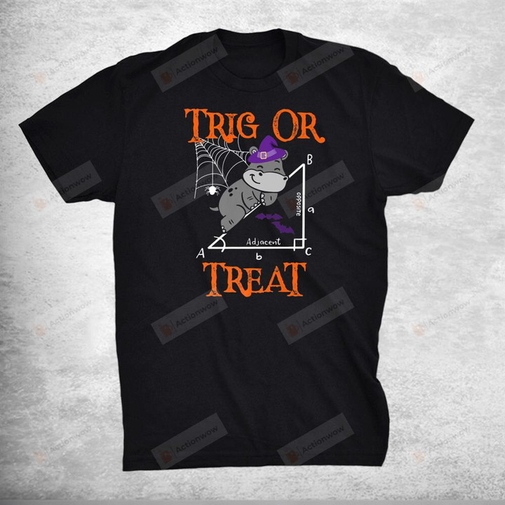 Trig Or Treat Hippopotamus Math Teacher Halloween Costume T-Shirt