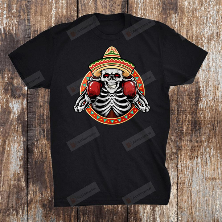 Mexican Vintage Style Boxing Skull Boxer T-Shirt