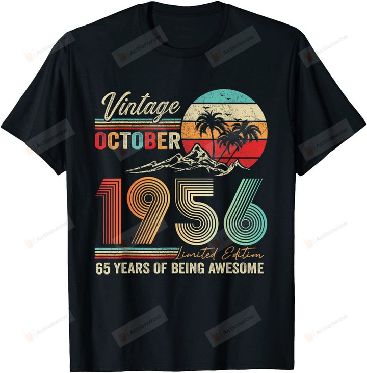 65 Years Old 65th Birthday Decoration Vintage October 1956 T-Shirt, Gift For Friends