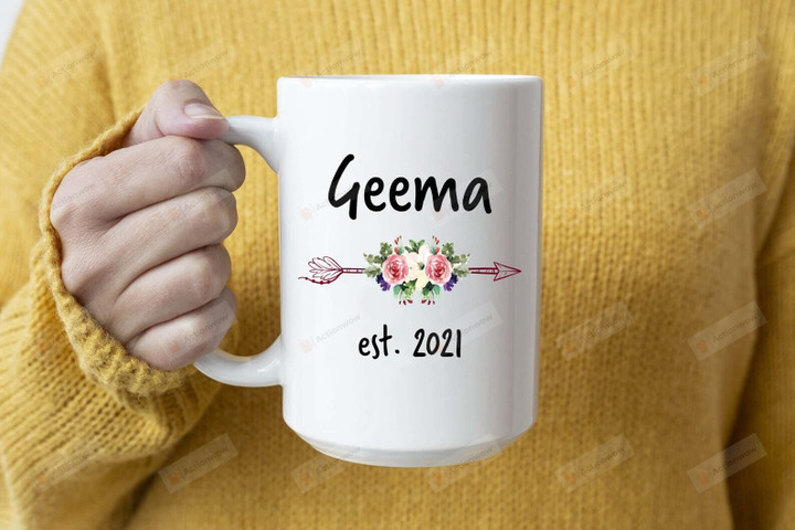 Personalized Geema Est. 2021 New Geema Arrow Coffee Mug For Geema Gifts From Daughter Son Special Gifts Geema Mug Funny Mug Gifts For Birthday Christmas Thanksgiving