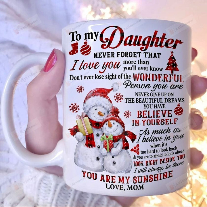 Personalized To My Daughter Mug, Gift From Mom, I Love You More Than You'll Ever Know Christmas Mug, Ceramic Coffee Mug