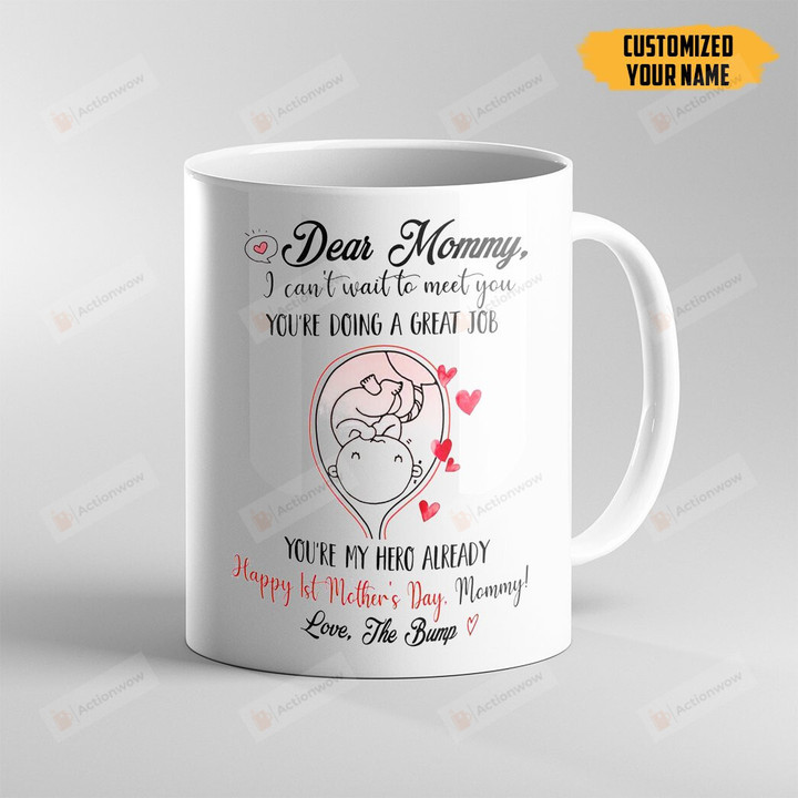Personalized Dear Mommy I Can't Wait To Meet You Mug Who Simply Deserves A Medal Mug Gifts For Mom, Her, Mother's Day ,Birthday, Anniversary Customized Name Ceramic Changing Color Mug 11-15 Oz