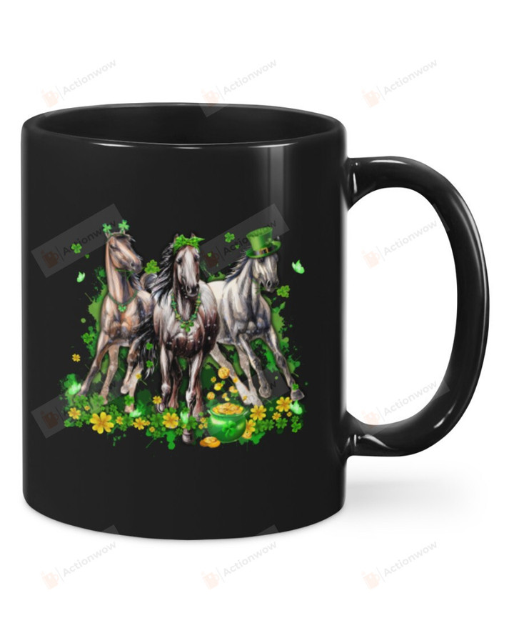 Horse Shamrock Mug Happy Patrick's Day , Gifts For Birthday, Thanksgiving Anniversary Ceramic Coffee 11-15 Oz