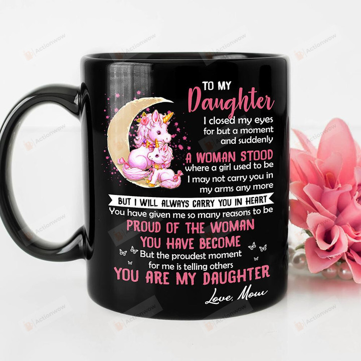 Personalized To My Daughter Unicorn Moon Mug I Love You To The Moon and Back From Dad Mug Gifts For Birthday, Anniversary Customized Name Ceramic Coffee Mug 11-15 Oz
