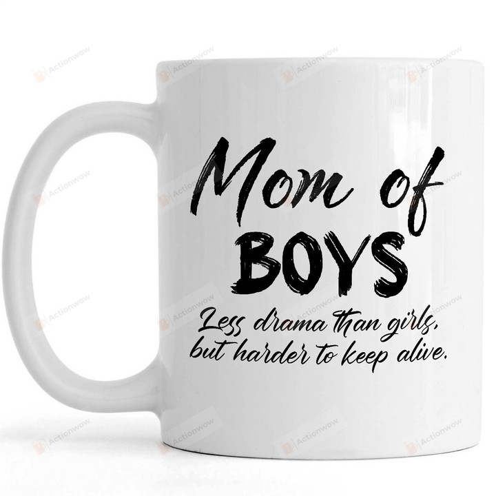 Mom of Boys Troll Mug Less Drama Than Girls But Harder To Keep Alive Mug Gifts For Mom, Her, Mother's Day ,Birthday, Anniversary Ceramic Changing Color Mug 11-15 Oz