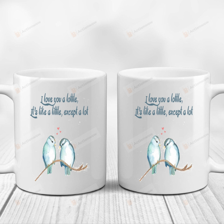 Birds Mugs, I Love You A Lottle Mugs, Funny Wedding Anniversary Valentine's Day Color Changing Mug 11 Oz 15 Oz Coffee Mug Gifts For Couple, Him Her Mr Mrs