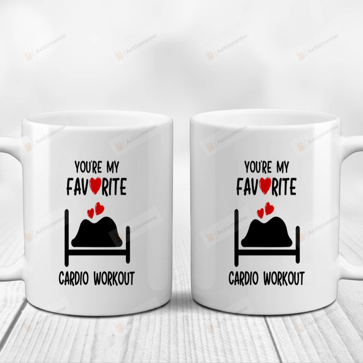 Couple In Bed Mugs, You're My Favorite Cardio Workout Mugs, Funny Wedding Anniversary Valentine's Day Color Changing Mug 11 Oz 15 Oz Coffee Mug Gifts For Couple, Him Her Mr Mrs