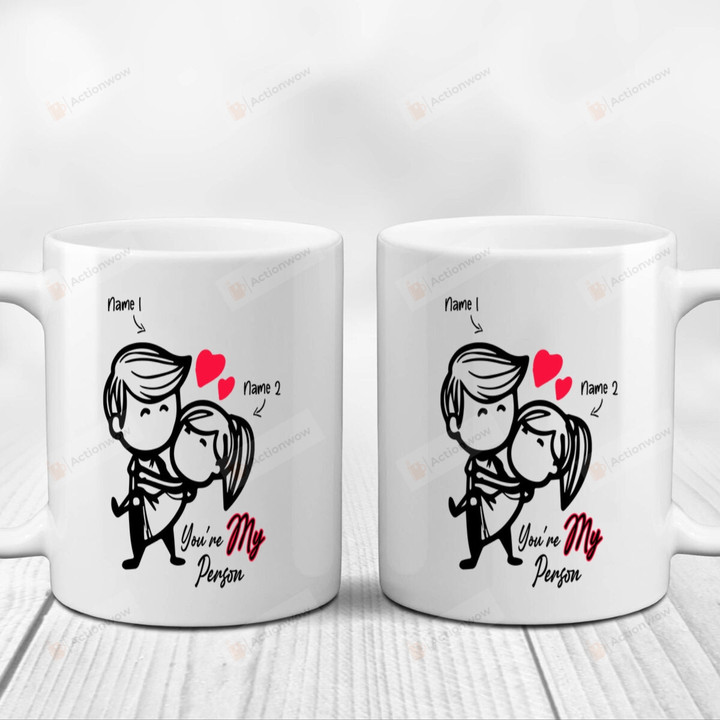 Personalized You're My Person Mugs, Custom Holding Couple Mugs, Funny Wedding Anniversary Valentine's Day Color Changing Mug 11 Oz 15 Oz Coffee Mug Gifts For Couple, Him Her Mr Mrs