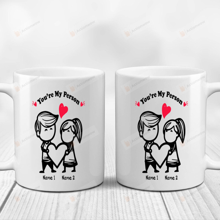 Personalized Her Name His Name Custom Mugs, You're My Person Mugs, Funny Wedding Anniversary Valentine's Day Color Changing Mug 11 Oz 15 Oz Coffee Mug Gifts For Couple, Him Her Mr Mrs