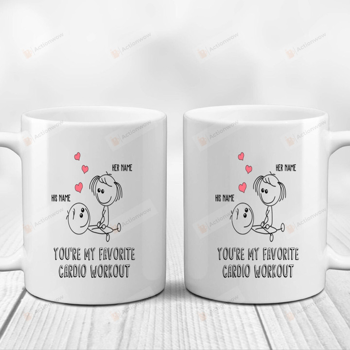 Personalized You're My Favorite Cardio Workout Mugs, Cute Couple Customized Mugs, Funny Wedding Anniversary Valentine's Day Color Changing Mug 11 Oz 15 Oz Coffee Mug Gifts For Couple/Lover