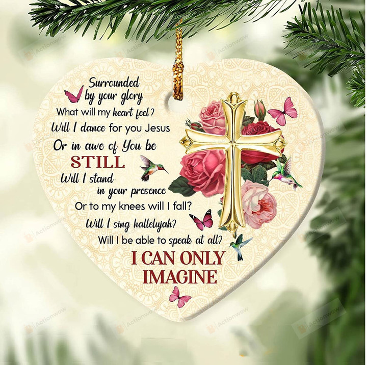 Jesus Vintage Cross and Rose I Can Only ImageGift Card Ornament 2021 Ornament Hooks Ornament Display Stand Ornament for Christmas Tree Clearance Ornament for Crafts