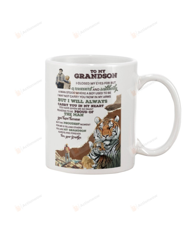 Personalized To My Grandson Mug I Closed My Eyes For a Moment Grandpa To Grandson Gifts For Birthday, Thanksgiving Anniversary Customized Name Ceramic Coffee 11-15 Oz