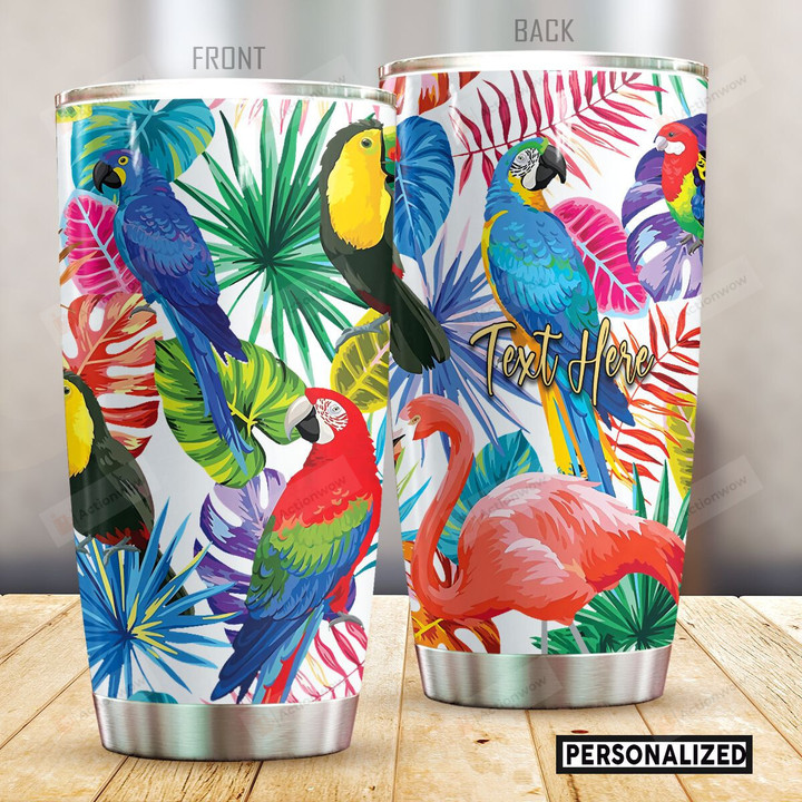 Personalized Tropical Birds Stainless Steel Tumbler Cup