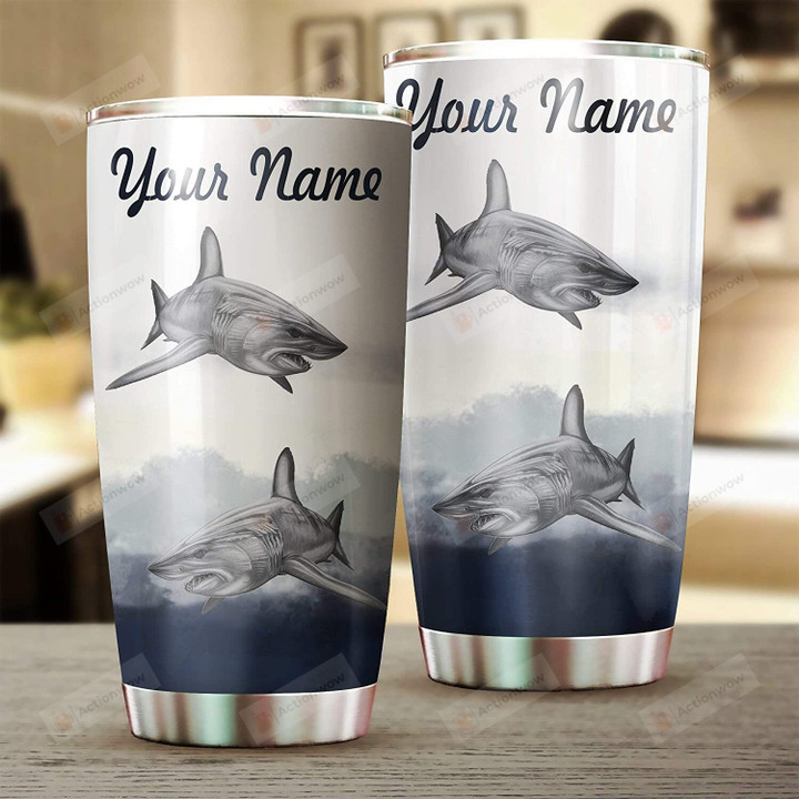 Shark Fishing Personalized Stainless Steel Tumbler Cup
