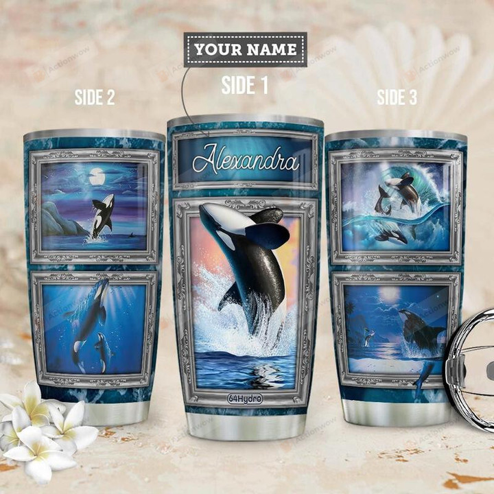 Killer Whale Through Frame Personalized Stainless Steel Tumbler Cup