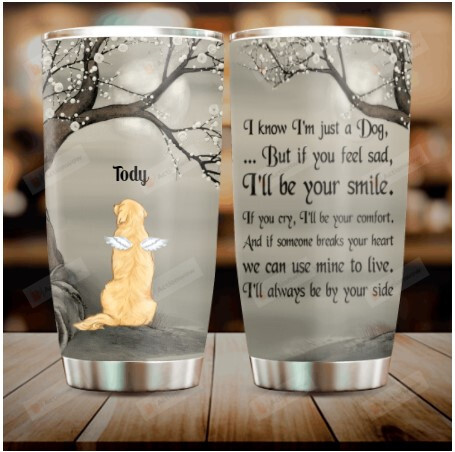 Personalized Memorial Golden Retriever Dog Stainless Steel Wine Tumbler Cup