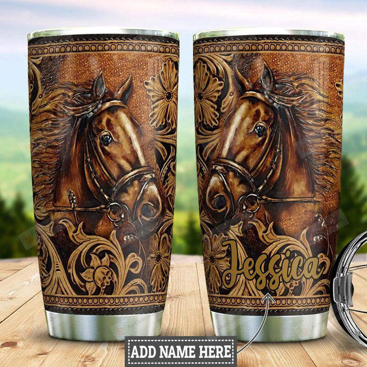 Personalized Horse Wood Style Stainless Steel Wine Tumbler Cup