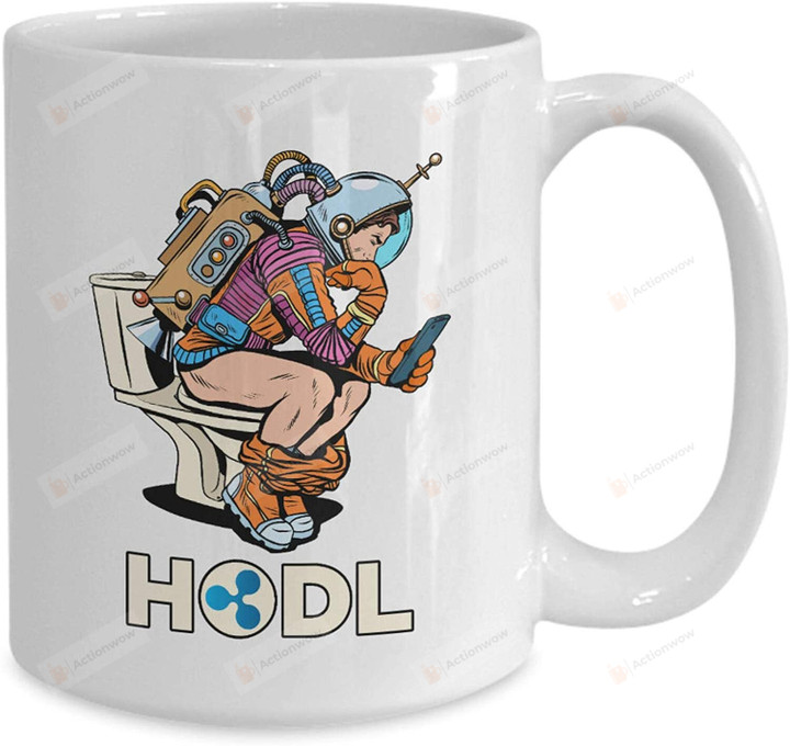 Ripple Xrp "Hodl" Cryptocurrency Mug - An Astronaut Ceramic Coffee Mug