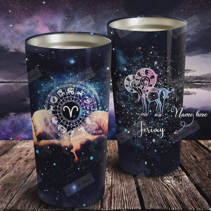 Personalized Zodiac Aries Galaxy Stainless Steel Tumbler Cup