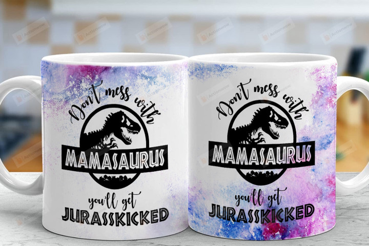 Personalized Don't Mess With Mamasaurus Ceramic Coffee Mug