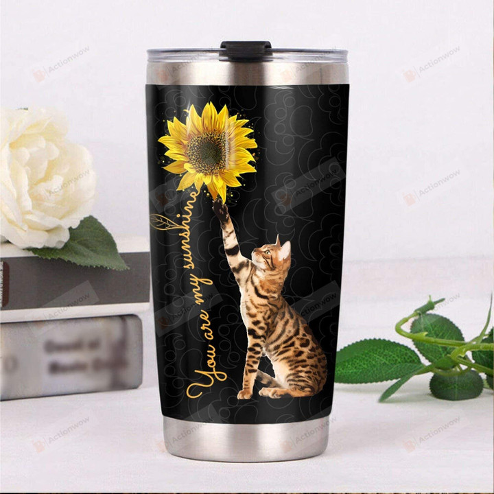 Sunflower Bengal Cat You Are My Sunshine Stainless Steel Tumbler Cup