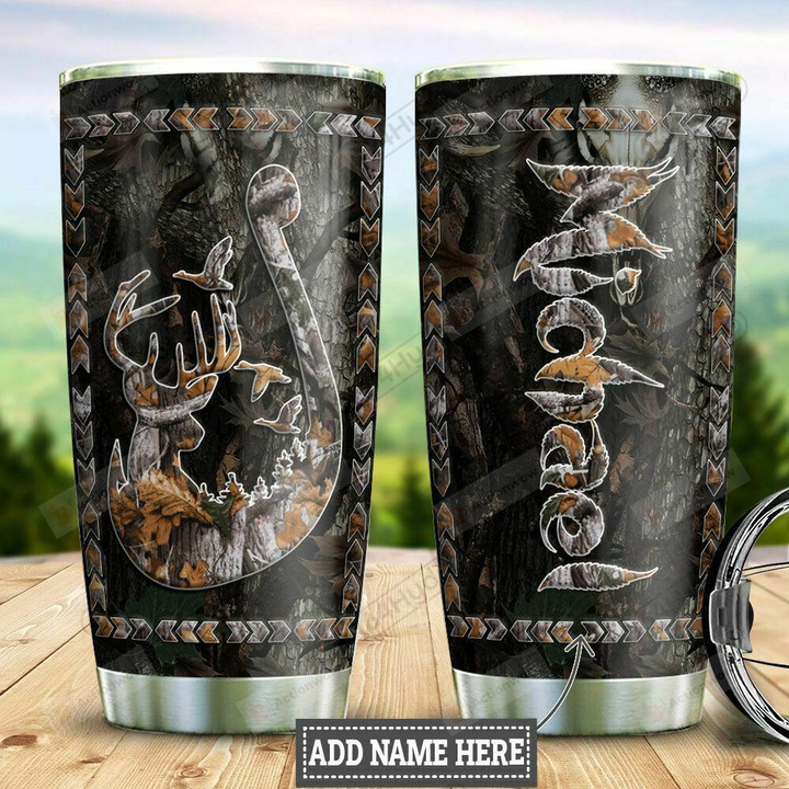 Personalized Deer Hunting Fishing Stainless Steel Tumbler Cup