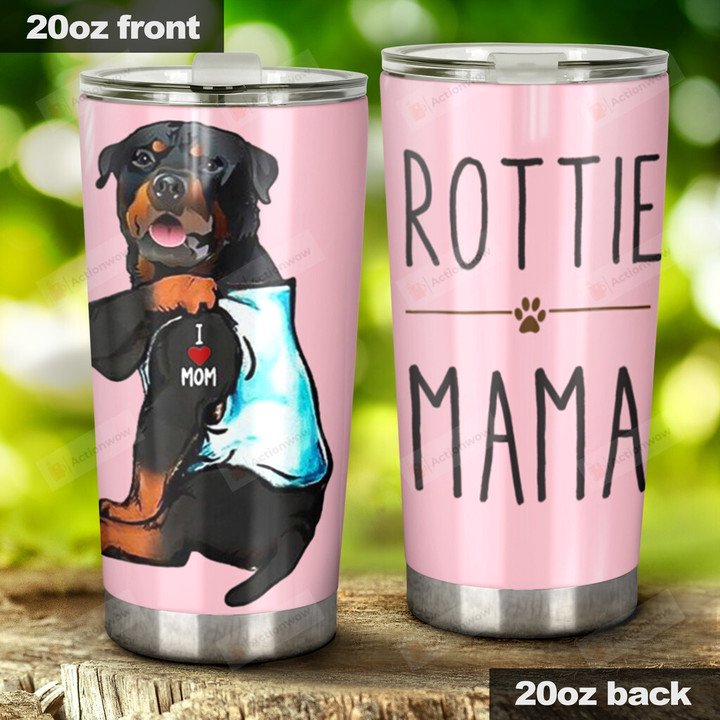 Rottweiler Mama I Love Mom Stainless Steel Tumbler Cup