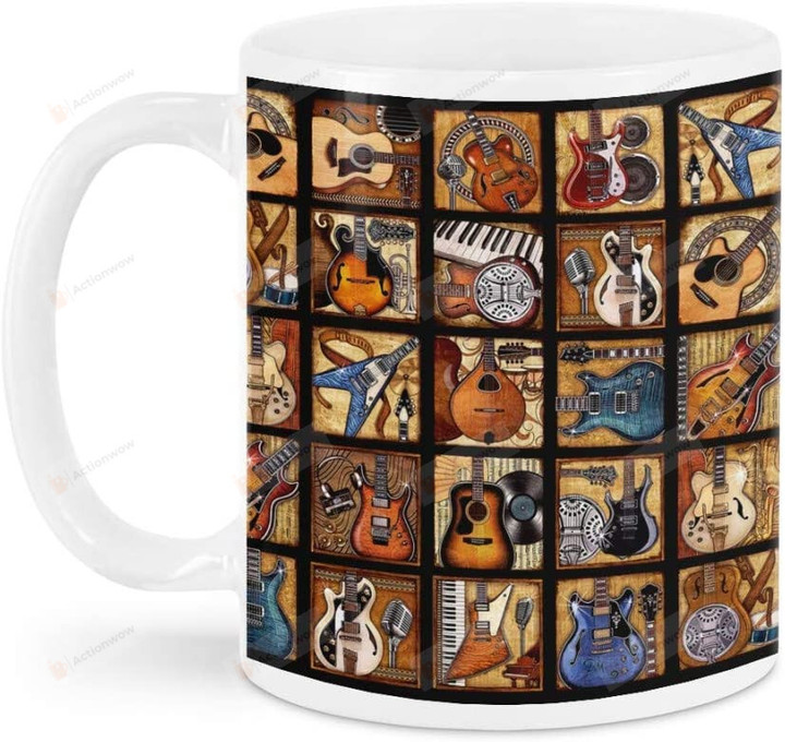 Home Gourmet Guitar Collection Mug, Guitar Lover Ceramic Coffee Mug