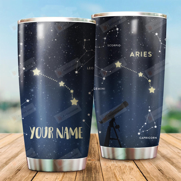 Personalized Zodiac Aries Stainless Steel Tumbler Cup