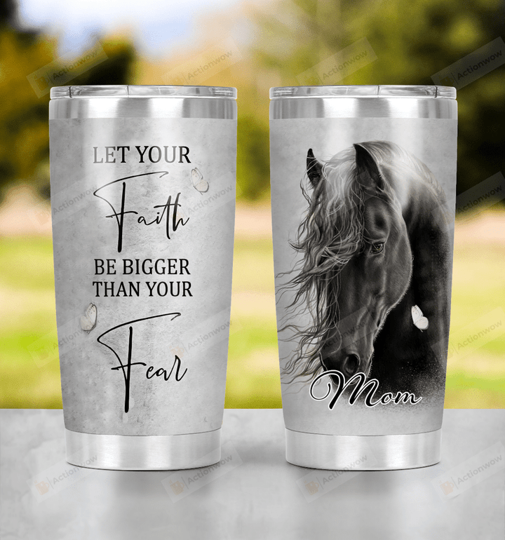 Personalized Butterfly Horse Faith Let's Faith Stainless Steel Tumbler