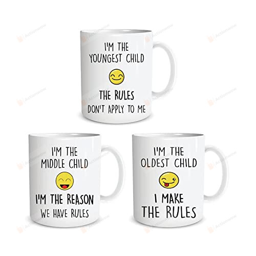 Personalized Option Youngest Or Middle Or Oldest Child Rules Mugs, Ceramic Coffee Mug