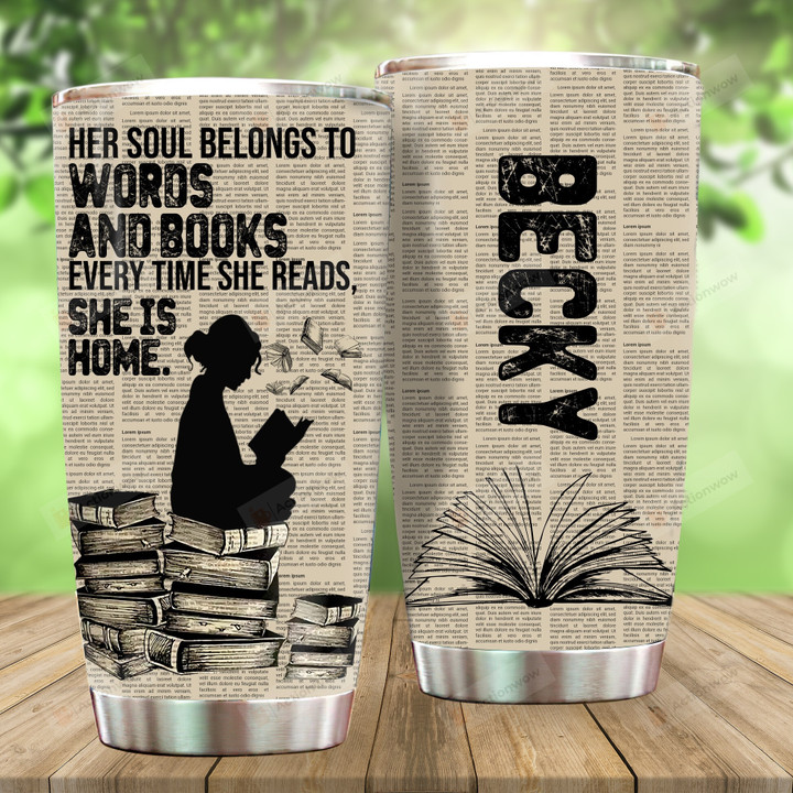 Personalized Book Lover Home Words And Books Stainless Steel Tumbler Cup