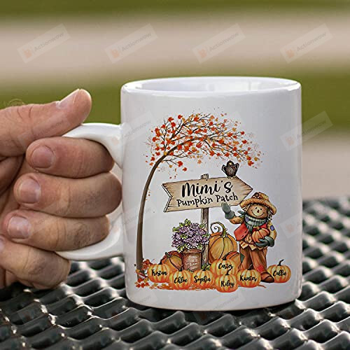 Personalized Mimi's Pumpkin Patch Scarecrow Fall Ceramic Coffee Mug