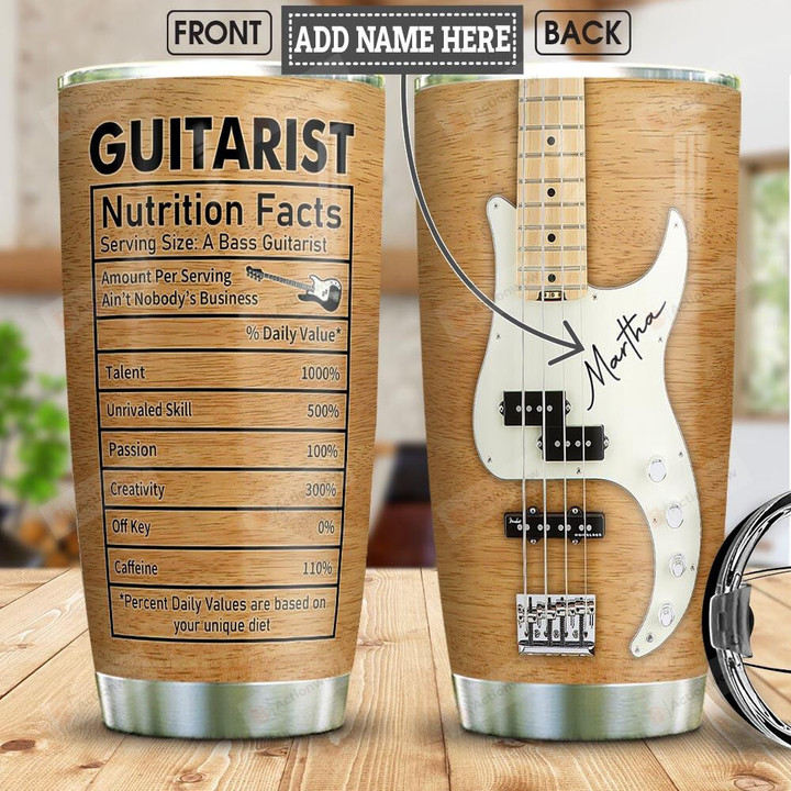 Personalized Bass Guitar Guitarist Nutrition Facts Steel Tumbler Cup